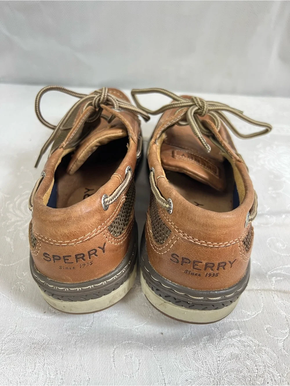 Sperry Men’s Deck Boat Shoes Brown Leather Lace Up 8👍